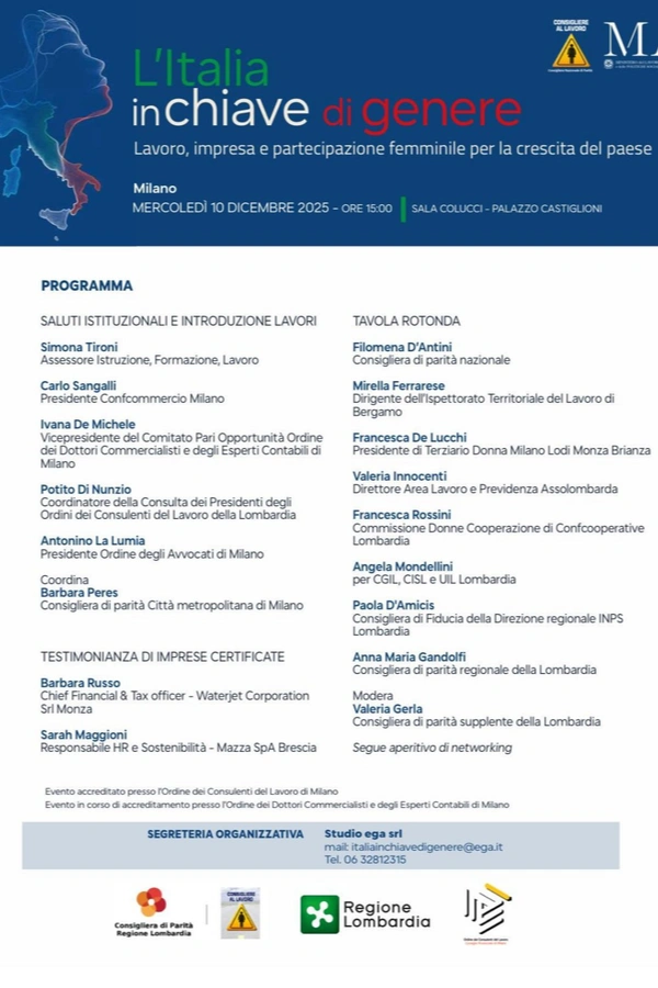 Locandina evento l'Italia in chiave di Genere